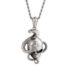 Coiled snake skull pendant for men