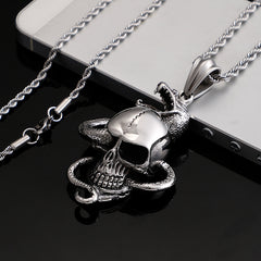 Coiled snake skull pendant for men