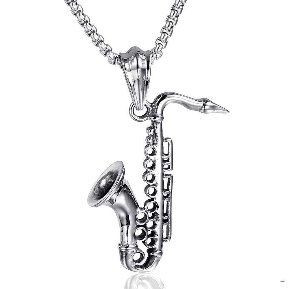 Harbin Instrument Saxophone Charge Horn Men's Pendant Necklace