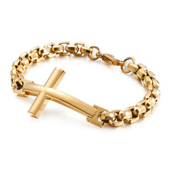 Stainless Steel Men's Cross Square Pearl Bracelet