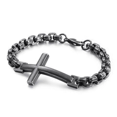 Stainless Steel Men's Cross Square Pearl Bracelet