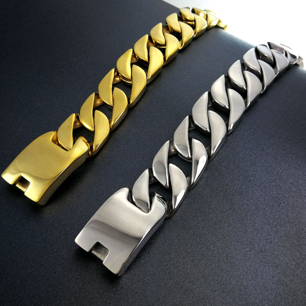 Titanium Steel Men's Thick Bracelet Domineering Stainless Steel Hand Accessories