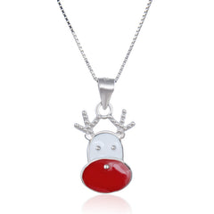 Korean cute creative Christmas clavicle chain pendant silver jewelry S925 silver cartoon oil drop deer necklace pendant female