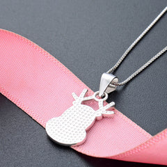 Korean cute creative Christmas clavicle chain pendant silver jewelry S925 silver cartoon oil drop deer necklace pendant female