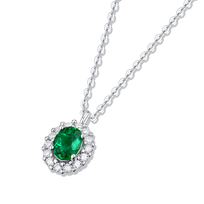 Emerald Green Lotus Pendant Necklace with Diamonds for Ladies Fashion