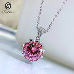 Sterling Silver Purple Round Cat's Eye Zircon Necklace