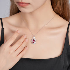 red jewelry ruby necklaces for women,925 sterling silver necklace red pendant necklace,ruby pendant rubies,birthstone ruby stone