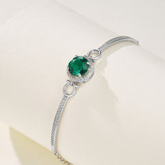 925 sterling silver emerald green bracelet，gemstone emerald jewelry emerald tennis bracelet for women silver