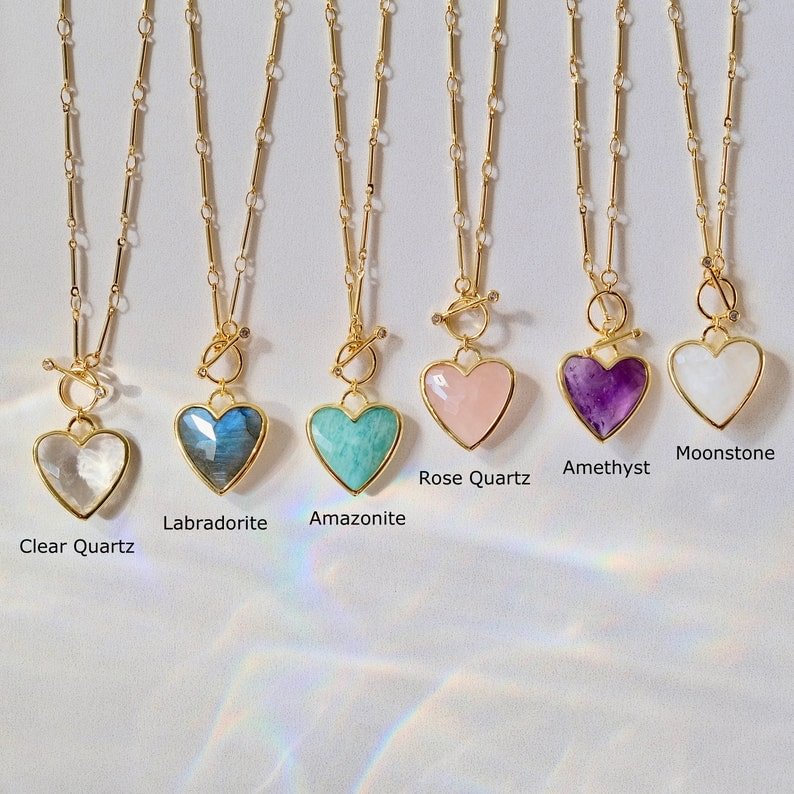 Simple and fashionable crystal heart necklace