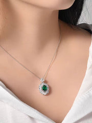 Full diamond all-inclusive vintage emerald collarbone necklace for women