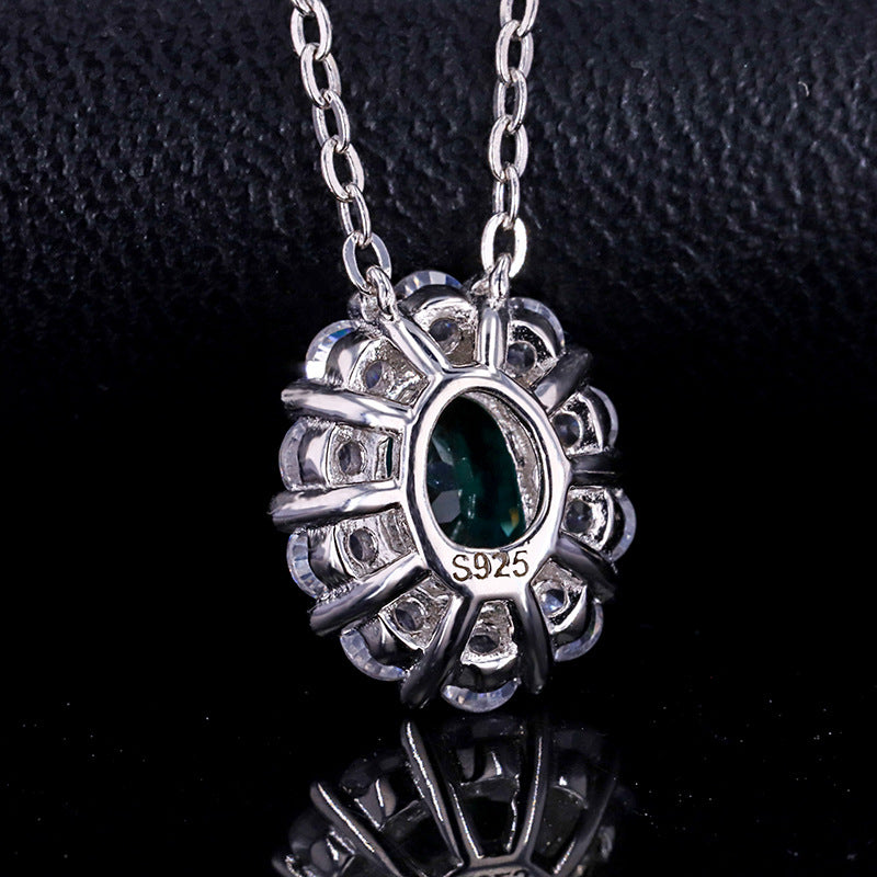 Emerald 1 Carat Egg Shape Oval Pendant Necklace