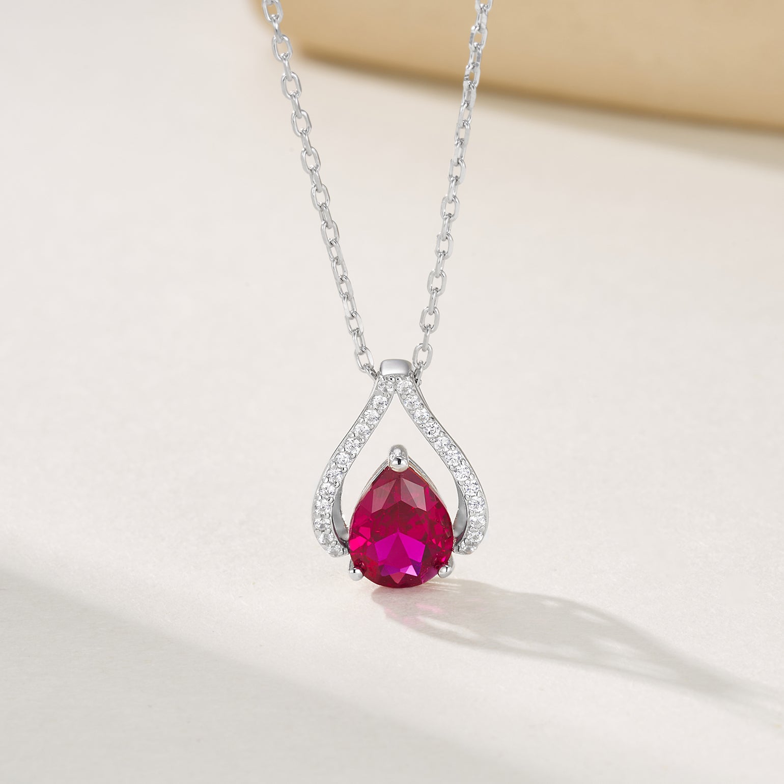 S925 silver ruby necklace red for women,drop ruby pendant necklace ruby jewelry