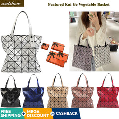 Japanese style New Style Trendy Niche Design Geometric Diamond Sequined Tote Bag All-Match Six-Grid Large-Capacity