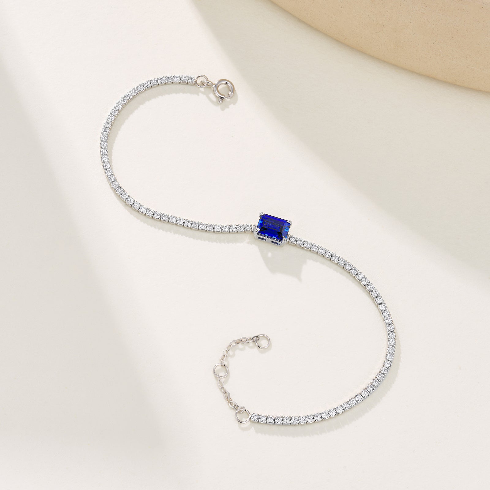 925 Silver Sapphire Bracelet, Square Female, Daily Party Festival Wedding  Birthday Gift