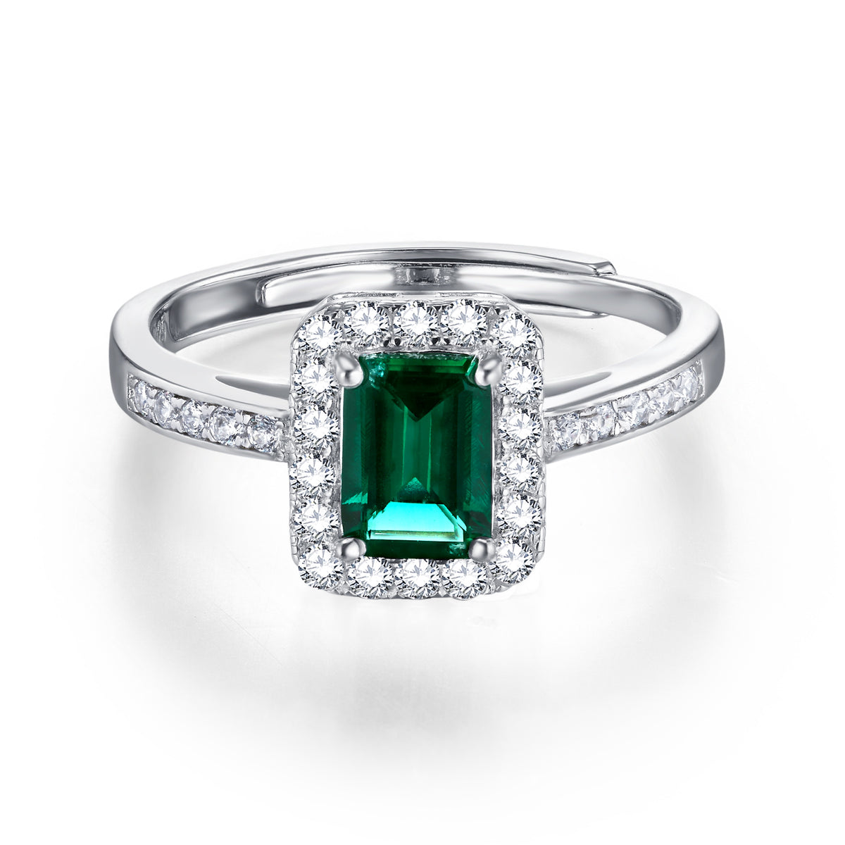 emerald cut ring emerald engagement rings for women sterling silver emerald ring green gemstone