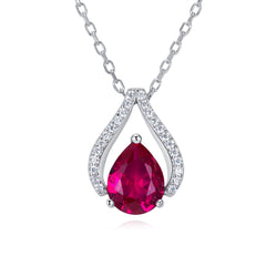 S925 silver ruby necklace red for women,drop ruby pendant necklace ruby jewelry