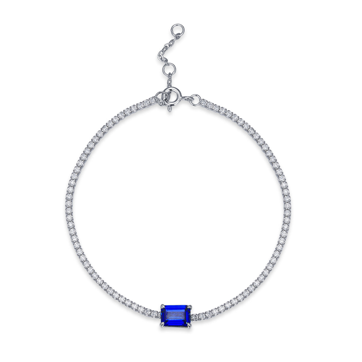 925 Silver Sapphire Bracelet, Square Female, Daily Party Festival Wedding  Birthday Gift