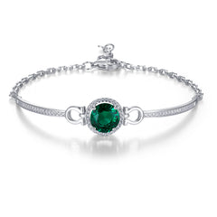 925 sterling silver emerald green bracelet，gemstone emerald jewelry emerald tennis bracelet for women silver