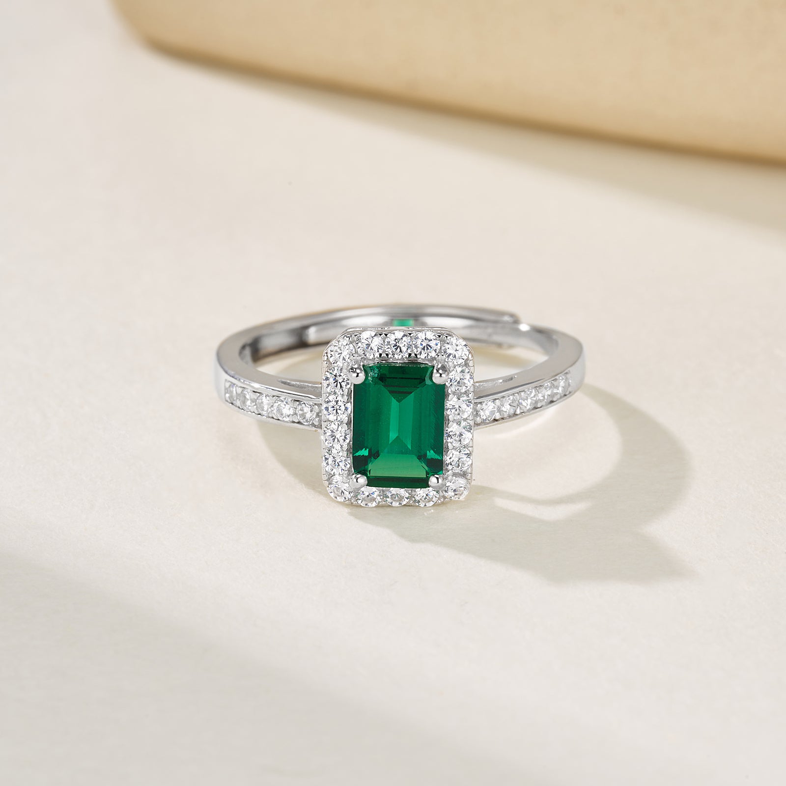 emerald cut ring emerald engagement rings for women sterling silver emerald ring green gemstone