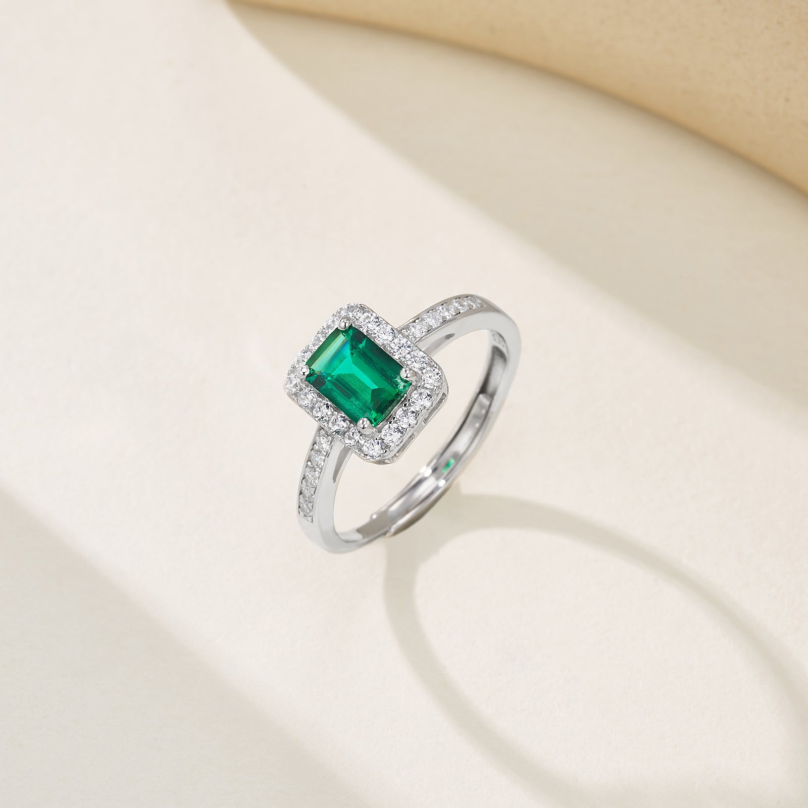 emerald cut ring emerald engagement rings for women sterling silver emerald ring green gemstone