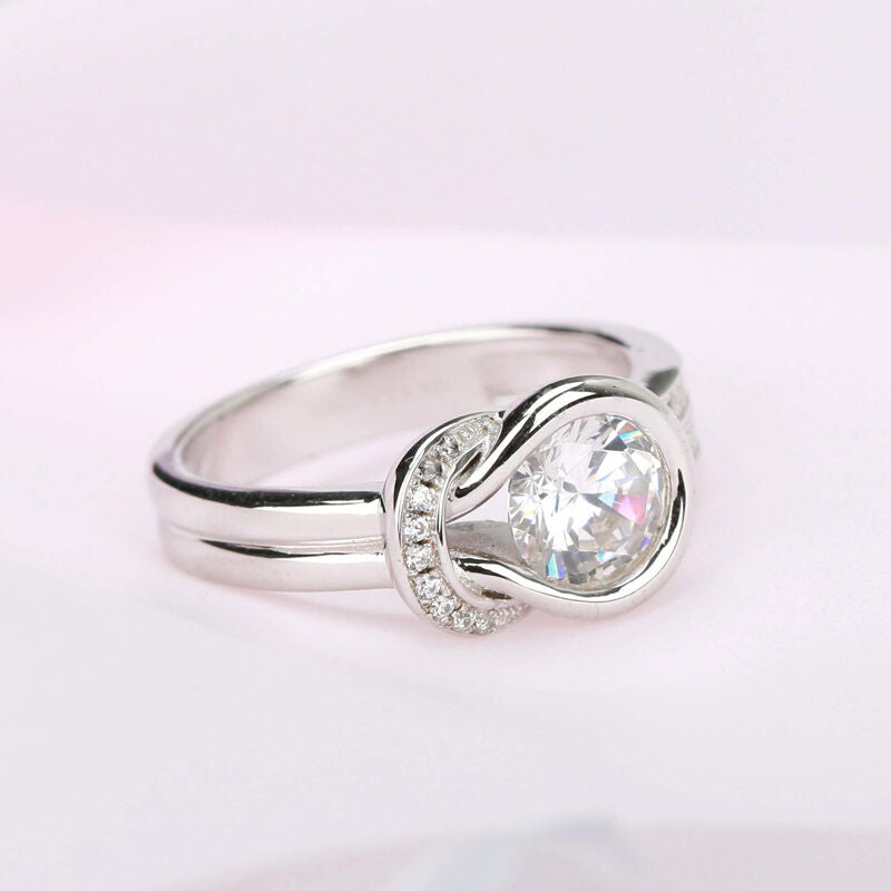 Knot Round Cut Sterling Silver Ring