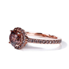 "Sweet Chocolate" Halo Round Cut Sterling Silver Ring