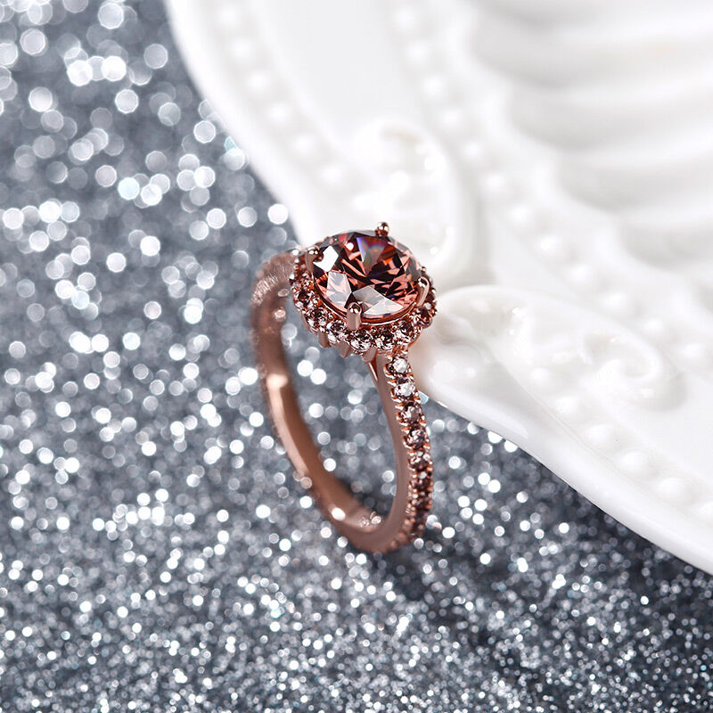 "Sweet Chocolate" Halo Round Cut Sterling Silver Ring