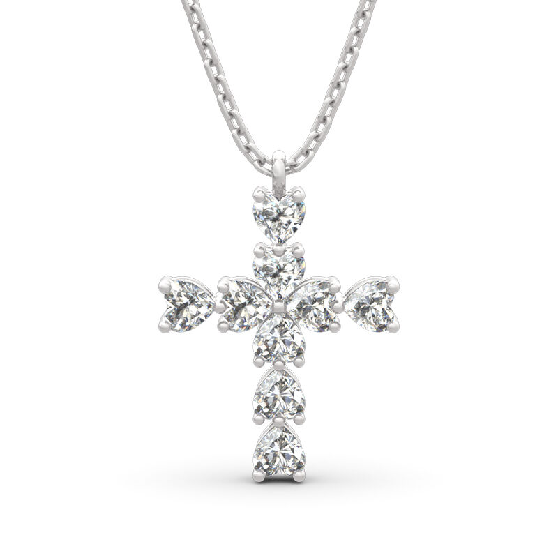 Classic Cross Design Heart Cut Amulets Sterling Silver