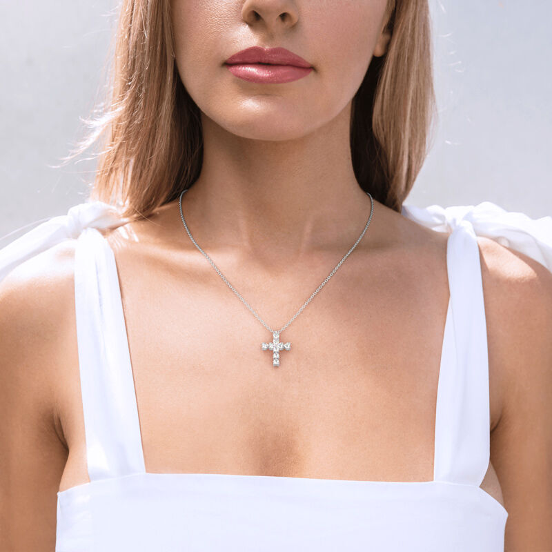 Classic Cross Design Heart Cut Amulets Sterling Silver