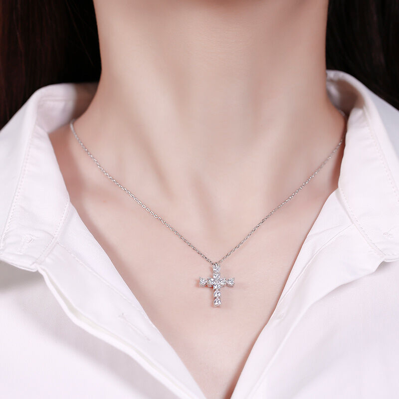 Classic Cross Design Heart Cut Amulets Sterling Silver