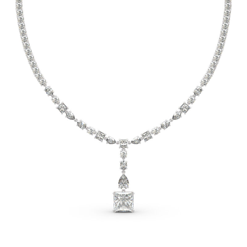 "Gorgeous Beauty" Princess Cut Sterling Silver Necklace