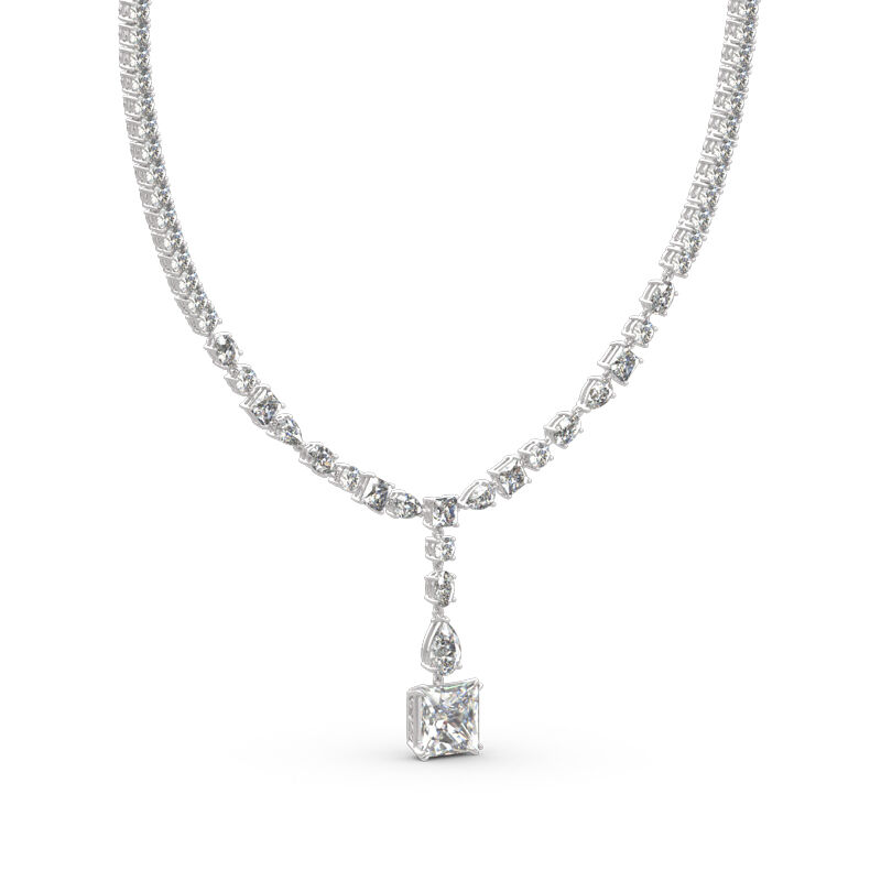 "Gorgeous Beauty" Princess Cut Sterling Silver Necklace