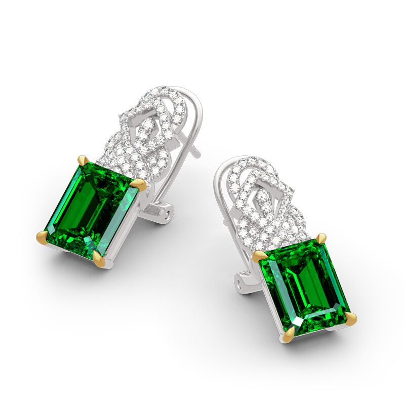 Vintage Emerald Cut Sterling Silver Earrings