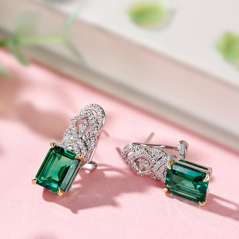 Vintage Emerald Cut Sterling Silver Earrings