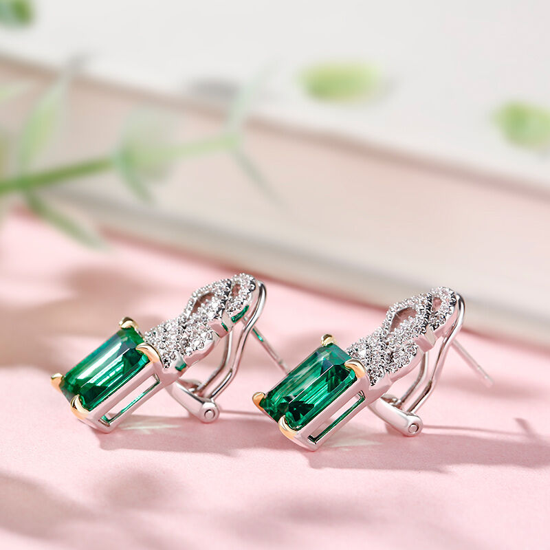 Vintage Emerald Cut Sterling Silver Earrings