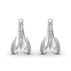 Spike Design Round Cut Sterling Silver Earrings