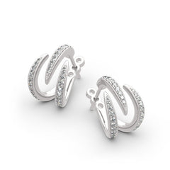 Spike Design Round Cut Sterling Silver Earrings