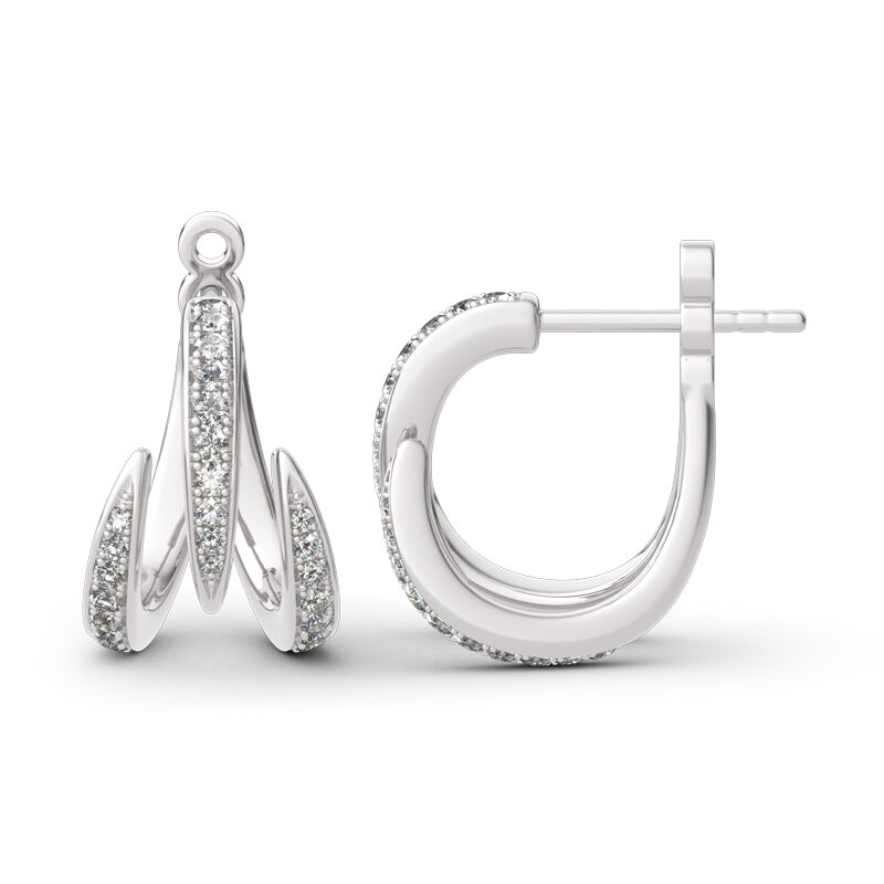 Spike Design Round Cut Sterling Silver Earrings