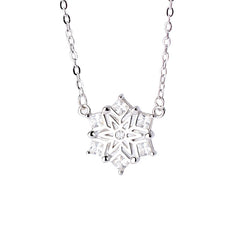 925 sterling silver necklace for women Christmas snowflake clavicle pendant fresh temperament fashion retro