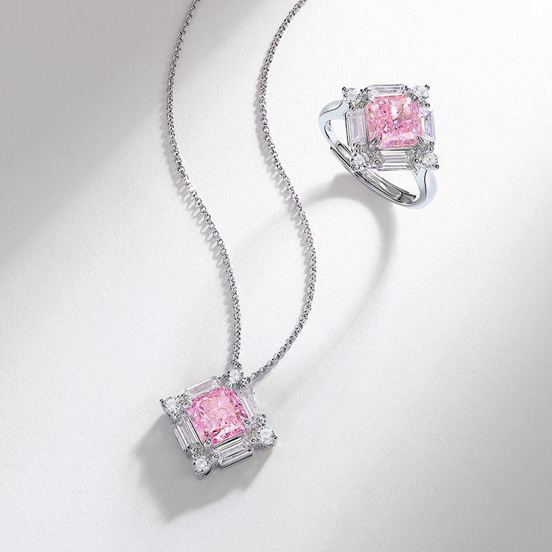 Square Ice Flower Cut Fashion Necklace