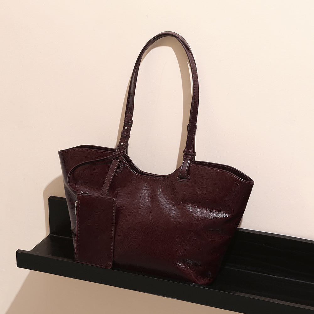 Cowhide Tote Bag Niche Commuter Genuine Leather Women's Bag Handbag Large Capacity