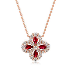 Flower-shaped pendant full diamond four-leaf clover collarbone necklace