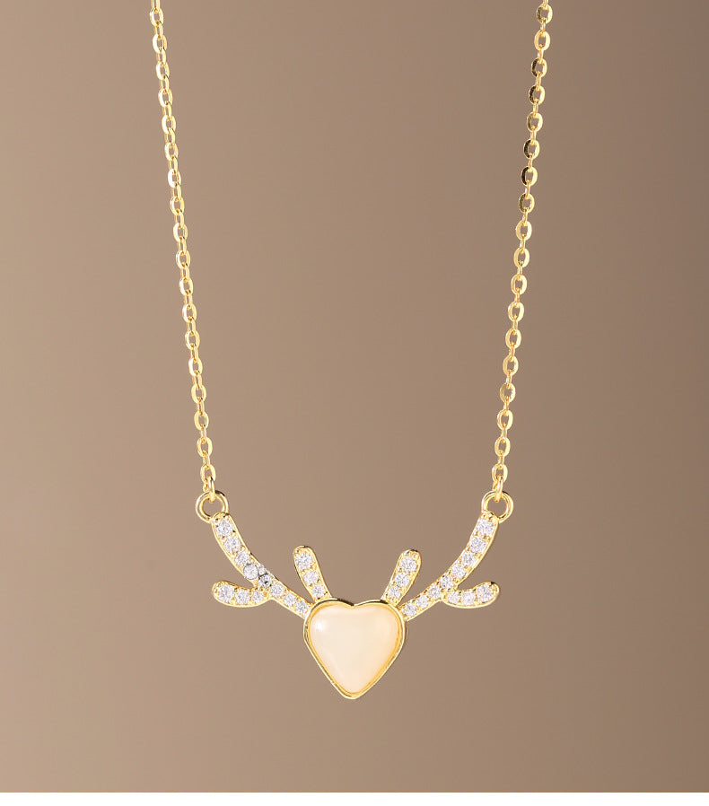 High-end style~~s925 sterling silver and Tian elk necklace exquisite Christmas light luxury 18K gold clavicle chain