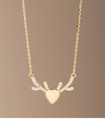 High-end style~~s925 sterling silver and Tian elk necklace exquisite Christmas light luxury 18K gold clavicle chain