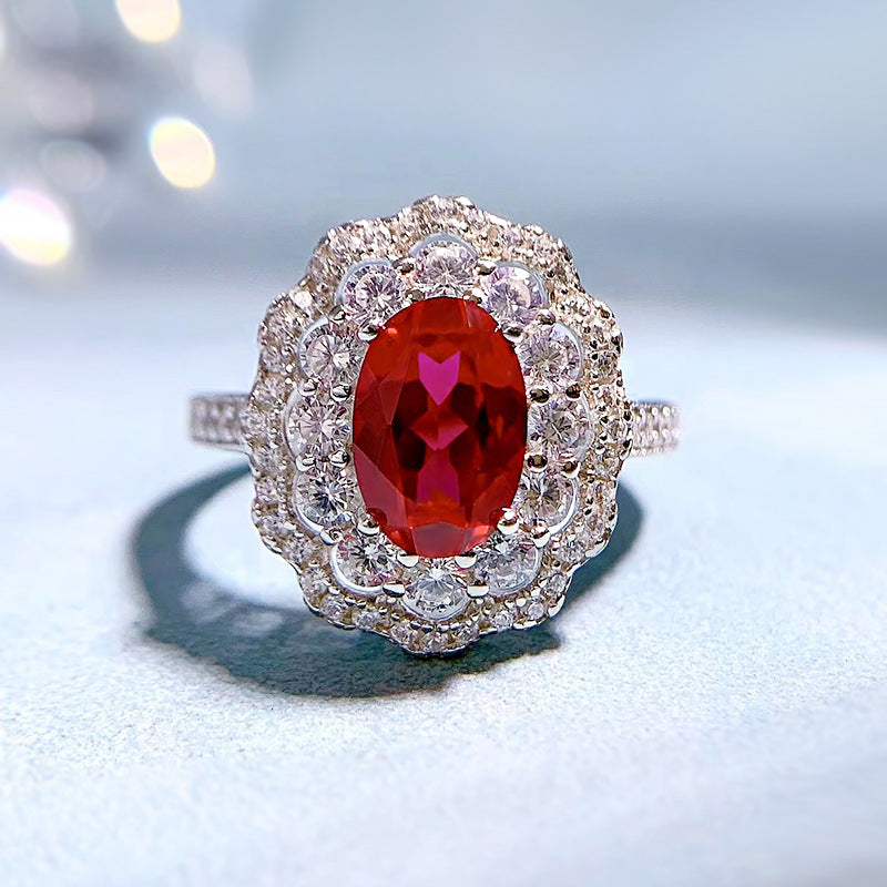 925 sterling silver high carbon diamond wrapped ruby ring