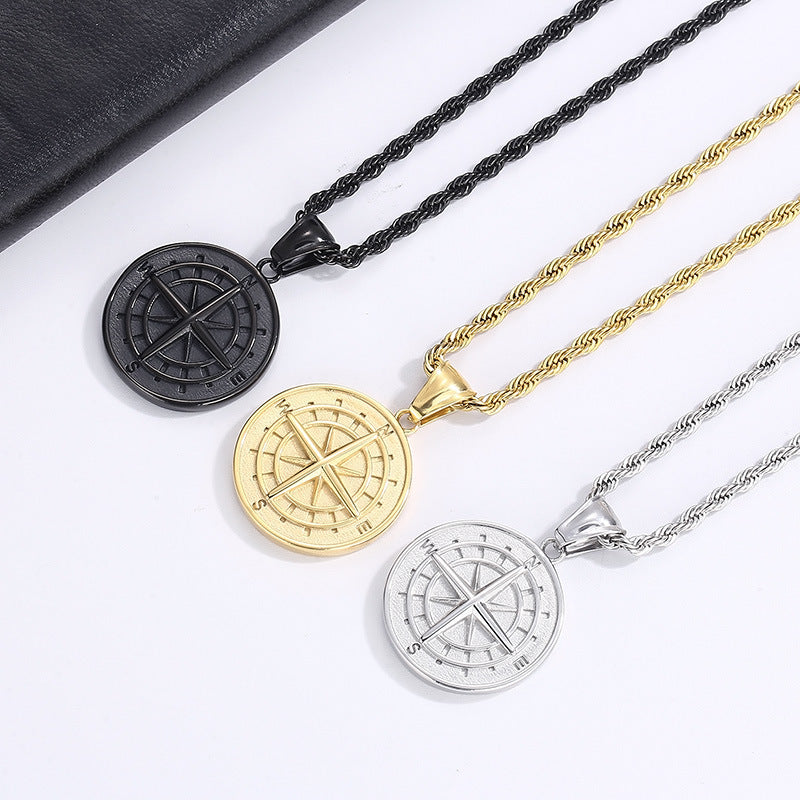 Compass compass hip hop pendant necklace jewelry accessories men and women necklace