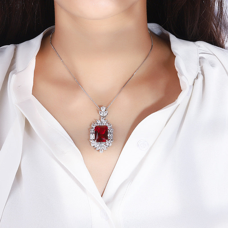 Ruby Square Cut Necklace Pendant