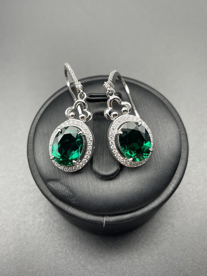 Personalized emerald artificial gemstone high temperament simple earrings