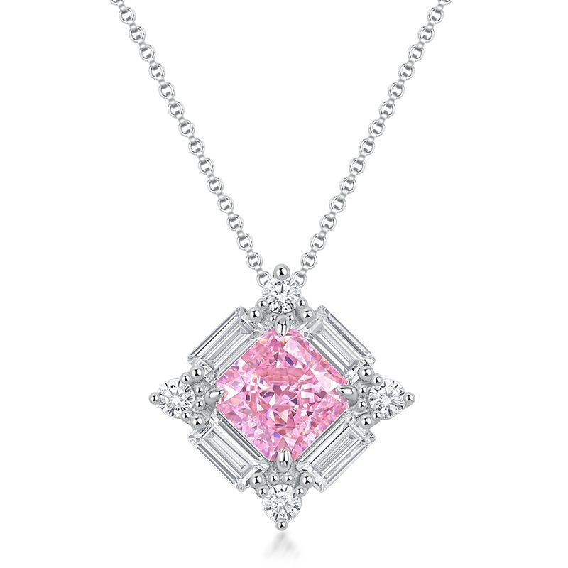 Square Ice Flower Cut Fashion Necklace