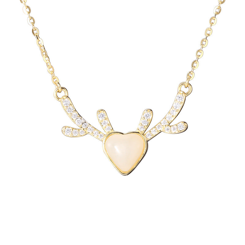 High-end style~~s925 sterling silver and Tian elk necklace exquisite Christmas light luxury 18K gold clavicle chain